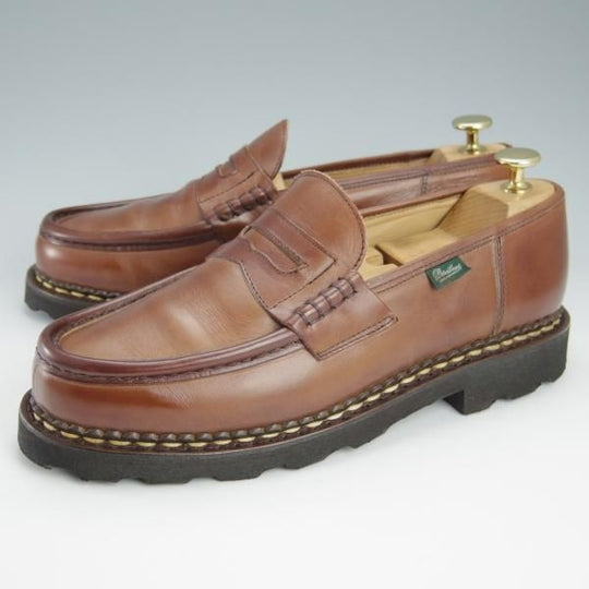 極美品★パラブーツ SIZE 7【定価￥79,200-★ランス/REIMS/マロン】MARRON/コインローファー/リスレザー/茶/メンズ/Paraboot★h965