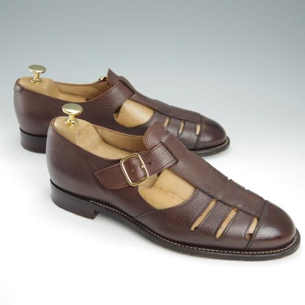 極美品★チーニー 7F【定価￥70,400-★(独)ワインハイマー社のジュピターカーフ/PENZANCE 2】グルカサンダル/濃茶/メンズ/CHEANEY★h967
