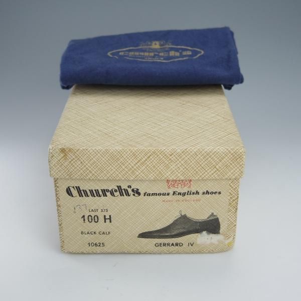 ★チャーチ 100H/UK10【貴重★2都市ロゴ(〜70's)/旧チャーチ/GERRARD 4】273ラスト/プレーントゥ/Vフロント/カーフ/黒/Church's★h971