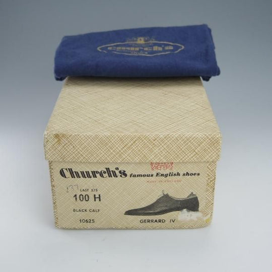 ★チャーチ 100H/UK10【貴重★2都市ロゴ(〜70's)/旧チャーチ/GERRARD 4】273ラスト/プレーントゥ/Vフロント/カーフ/黒/Church's★h971