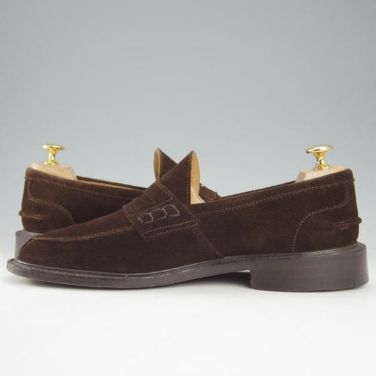 ★トリッカーズ UK7程度【モデル定価￥84,700-★コインローファー/JAMES】M3227/スエード/濃茶/メンズ/Tricker's★h976