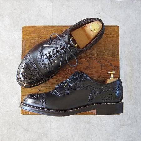 極美品★フットザコーチャー(レディース) SIZE 5.5【定価￥66,000-★セミブローグ/MENDELL】オイルドレザー/黒/foot the coacher★h977