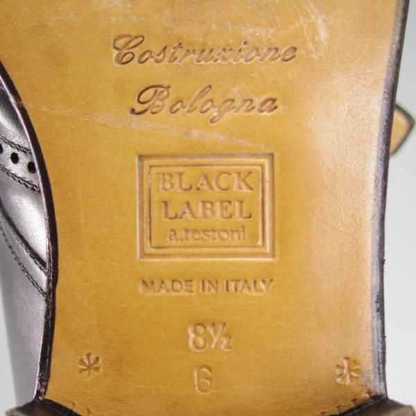 極上★(伊)ア・テストーニ SIZE 8.5【上級★ブラックラベル/BLACK LABEL】モンクストラップ/カーフ/黒/メンズ/a.testoni★h978