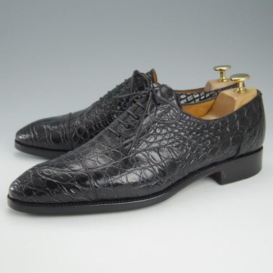 極上★(スペイン製)CARMINA/カルミナ SIZE 8【モデル定価￥181,500-★クロコダイル/トレーディングポスト別注】DEIAラスト/黒★h979