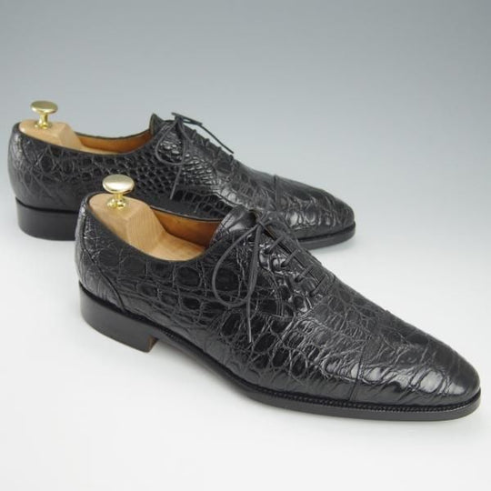 極上★(スペイン製)CARMINA/カルミナ SIZE 8【モデル定価￥181,500-★クロコダイル/トレーディングポスト別注】DEIAラスト/黒★h979