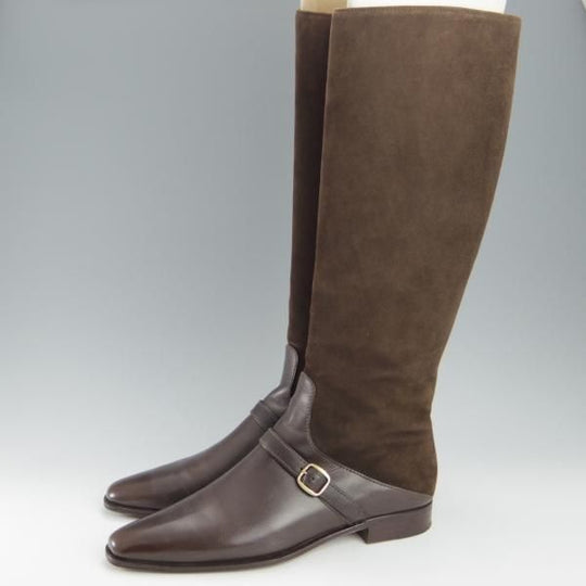 極上★(伊)タニノクリスチー(レディース) SIZE 36【定価￥199,500-★ロングブーツ/2117】スエード×カーフ/濃茶/TANINO CRISCI★h982