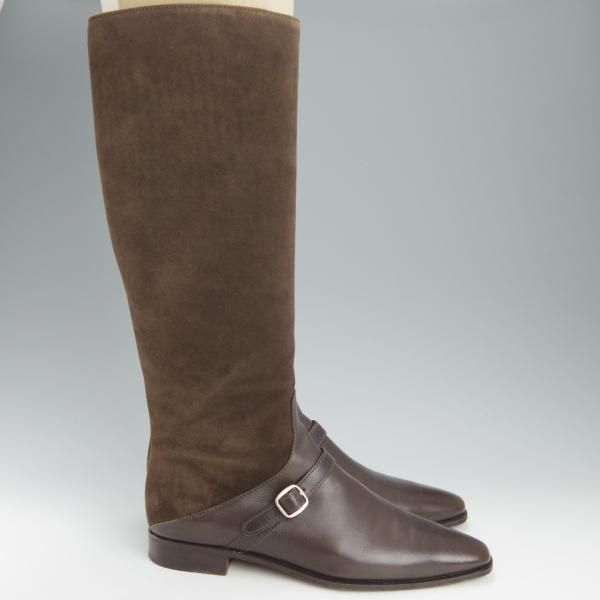 極上★(伊)タニノクリスチー(レディース) SIZE 36【定価￥199,500-★ロングブーツ/2117】スエード×カーフ/濃茶/TANINO CRISCI★h982