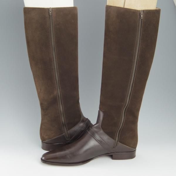 極上★(伊)タニノクリスチー(レディース) SIZE 36【定価￥199,500-★ロングブーツ/2117】スエード×カーフ/濃茶/TANINO CRISCI★h982