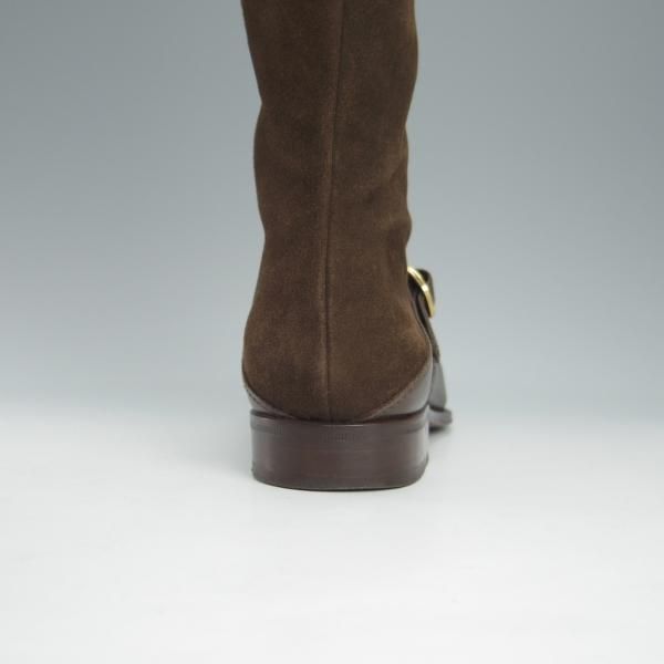 極上★(伊)タニノクリスチー(レディース) SIZE 36【定価￥199,500-★ロングブーツ/2117】スエード×カーフ/濃茶/TANINO CRISCI★h982