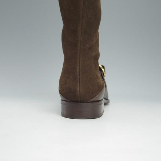 極上★(伊)タニノクリスチー(レディース) SIZE 36【定価￥199,500-★ロングブーツ/2117】スエード×カーフ/濃茶/TANINO CRISCI★h982