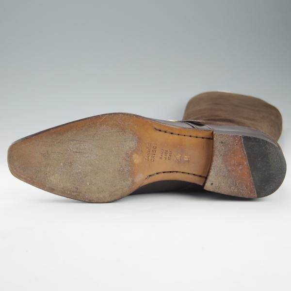 極上★(伊)タニノクリスチー(レディース) SIZE 36【定価￥199,500-★ロングブーツ/2117】スエード×カーフ/濃茶/TANINO CRISCI★h982