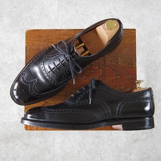 美品★チャーチ 80F/UK8【現行定価￥176,000-★100ラスト/CHETWYND/チェットウインド】フルブローグ/カーフ/黒/メンズ/Church's★h987