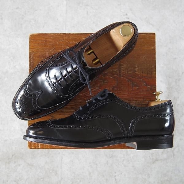 極美品★チャーチ 80G/UK8【貴重★73ラスト/CHETWYND似寄りモデル】NENE/フルブローグ/ポリッシュドバインダーカーフ/黒/Church's★h989
