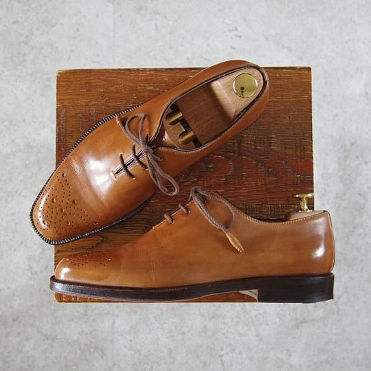 極上★(伊)タニノクリスチー SIZE 5【定価15万円以上★オックスフォードシューズ/131531】カーフ/茶/メンズ/TANINO CRISCI★h998