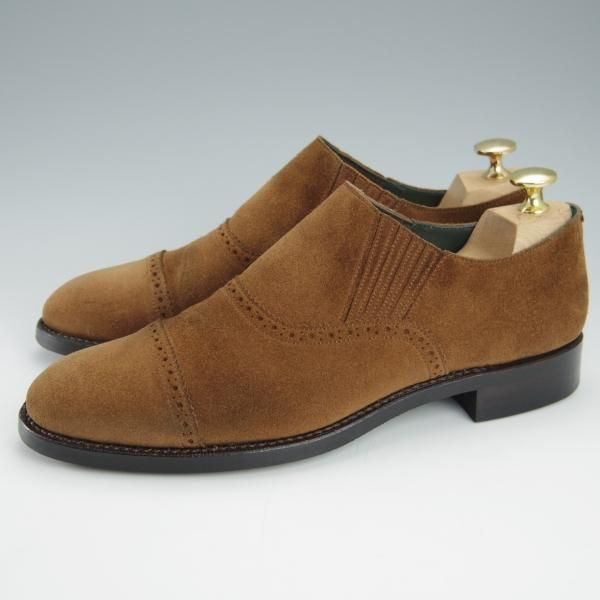 美品★宮城興業 39E【オーダー価格￥52,800-★(英)C.F.ステッド社のスエード/ZERBINO】サイドエラスティック/茶/MIYAGI KOGYO★i004