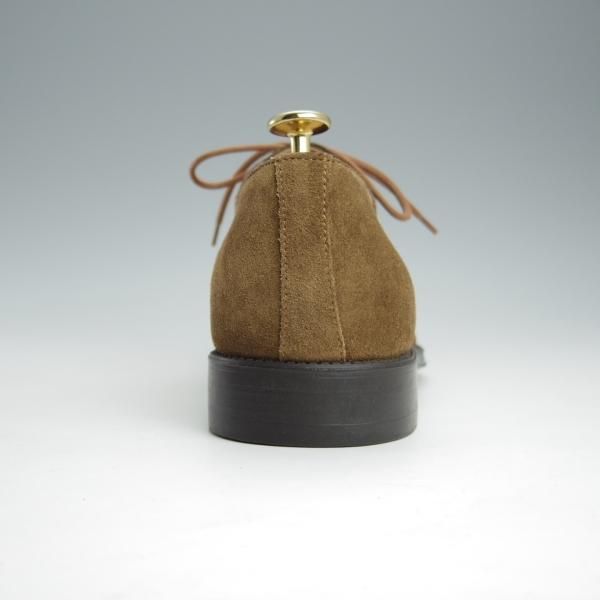 未使用★(伊)サントーニ SIZE 7【ブラックラピド製法★プレーントゥ/Vフロント】13065/茶/スエード/メンズ/Santoni★i006