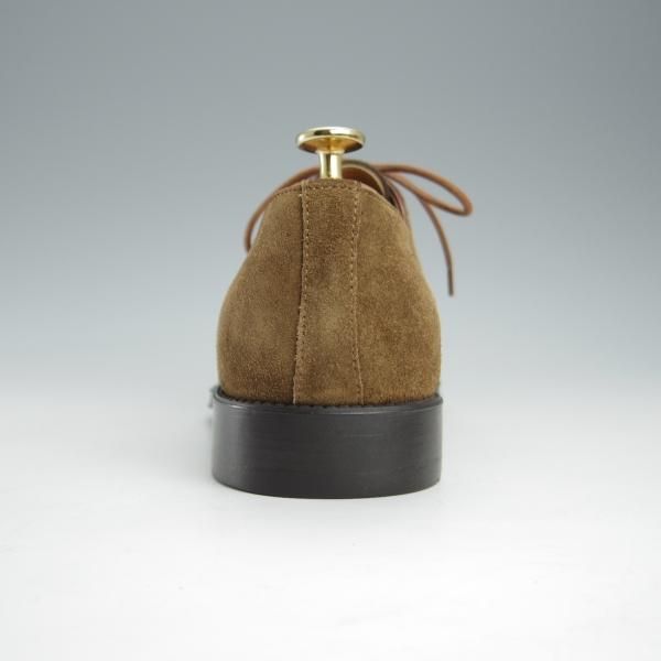 未使用★(伊)サントーニ SIZE 7【ブラックラピド製法★プレーントゥ/Vフロント】13065/茶/スエード/メンズ/Santoni★i006