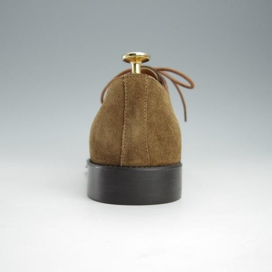 未使用★(伊)サントーニ SIZE 7【ブラックラピド製法★プレーントゥ/Vフロント】13065/茶/スエード/メンズ/Santoni★i006