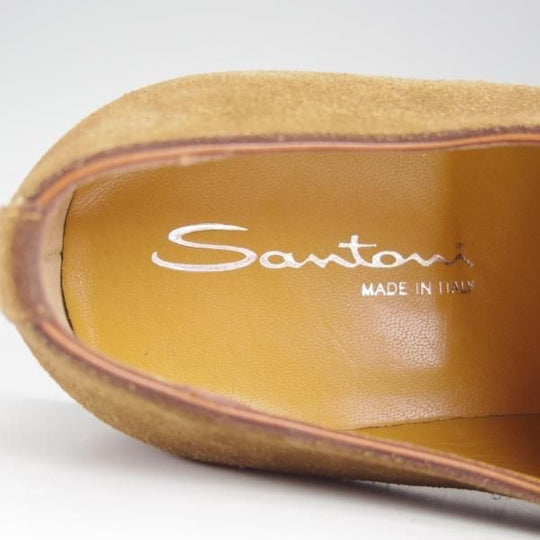 未使用★(伊)サントーニ SIZE 7【ブラックラピド製法★プレーントゥ/Vフロント】13065/茶/スエード/メンズ/Santoni★i006