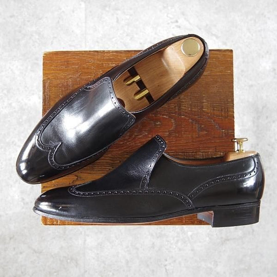 極上★チャーチ UK8.5程度【貴重★2都市ロゴ(〜70's)/旧チャーチ/センターエラスティック】149ラスト/カーフ/黒/メンズ/Church's★i009