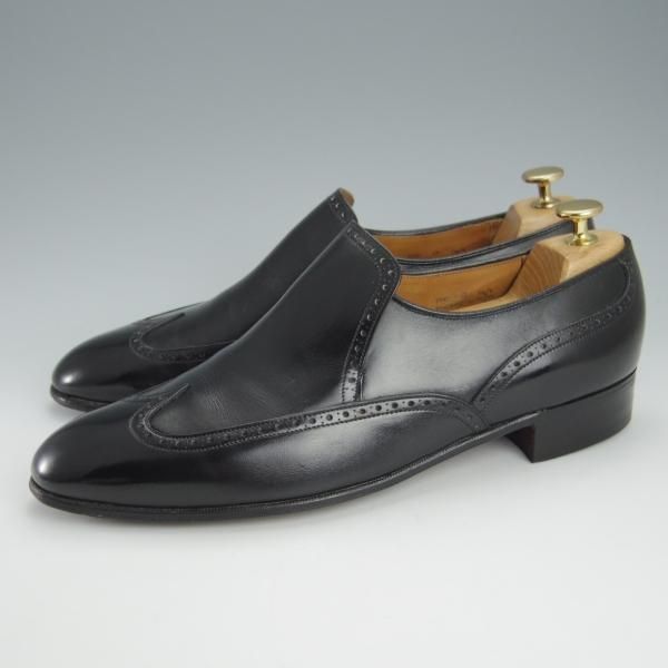 極上★チャーチ UK8.5程度【貴重★2都市ロゴ(〜70's)/旧チャーチ/センターエラスティック】149ラスト/カーフ/黒/メンズ/Church's★i009