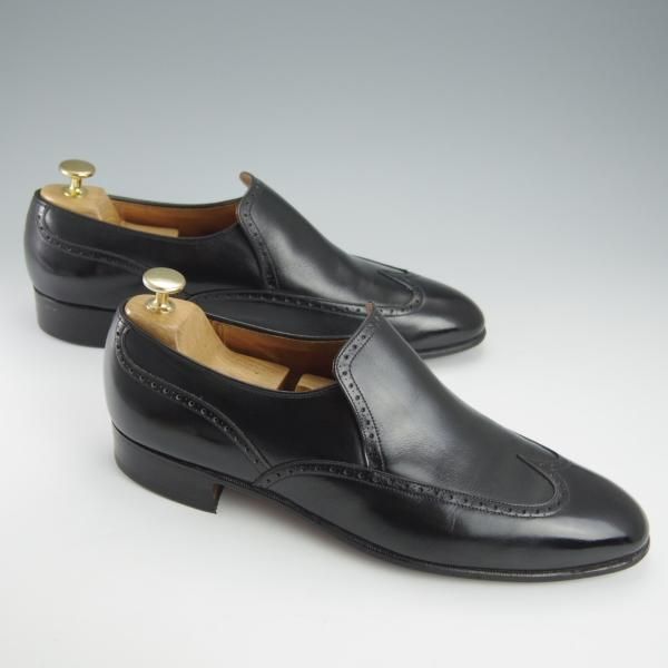 極上★チャーチ UK8.5程度【貴重★2都市ロゴ(〜70's)/旧チャーチ/センターエラスティック】149ラスト/カーフ/黒/メンズ/Church's★i009