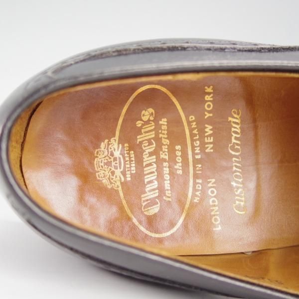 極上★チャーチ UK8.5程度【貴重★2都市ロゴ(〜70's)/旧チャーチ/センターエラスティック】149ラスト/カーフ/黒/メンズ/Church's★i009