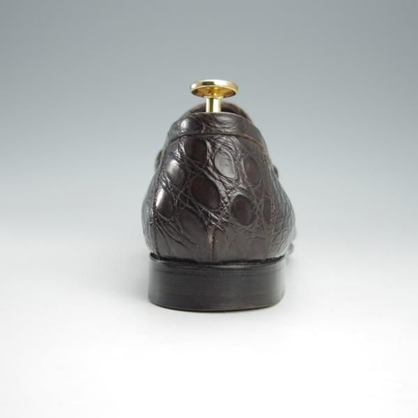 極上★(伊)PMA/ピーマ SIZE 6.5【定価￥113,400-★クロコダイル/コインローファー】スリッポン/濃茶/メンズ★i015