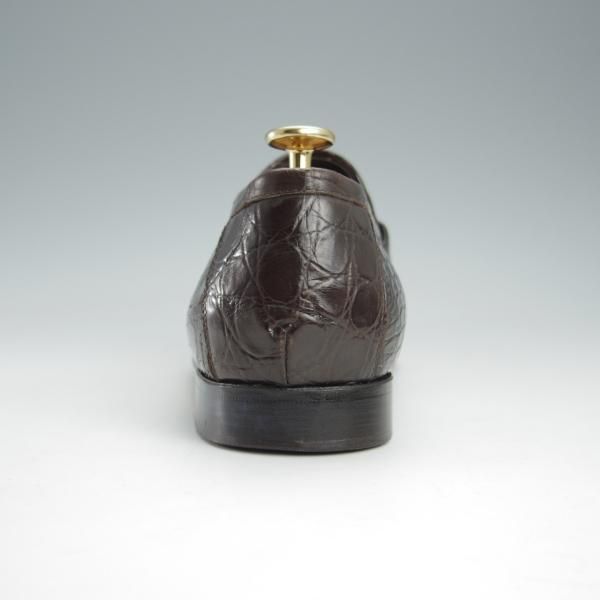 極上★(伊)PMA/ピーマ SIZE 6.5【定価￥113,400-★クロコダイル/コインローファー】スリッポン/濃茶/メンズ★i015