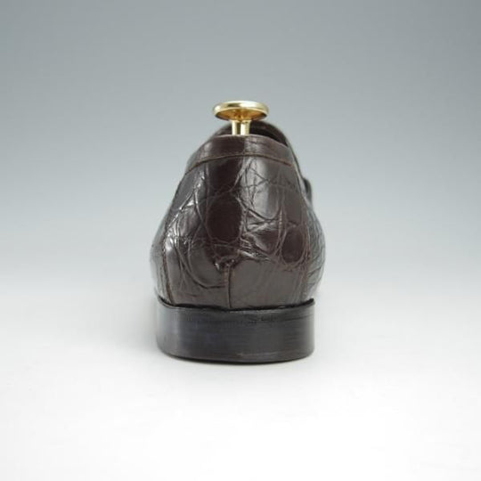 極上★(伊)PMA/ピーマ SIZE 6.5【定価￥113,400-★クロコダイル/コインローファー】スリッポン/濃茶/メンズ★i015