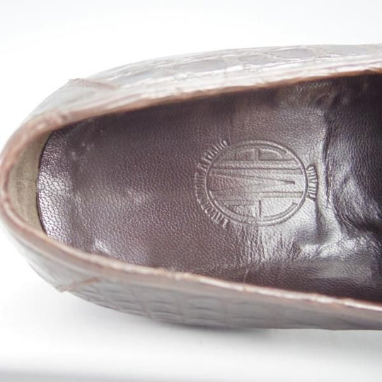 極上★(伊)PMA/ピーマ SIZE 6.5【定価￥113,400-★クロコダイル/コインローファー】スリッポン/濃茶/メンズ★i015