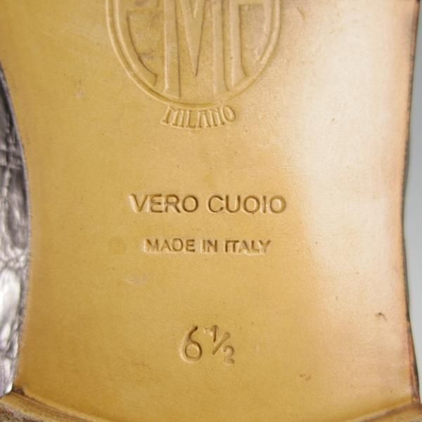 極上★(伊)PMA/ピーマ SIZE 6.5【定価￥113,400-★クロコダイル/コインローファー】スリッポン/濃茶/メンズ★i015