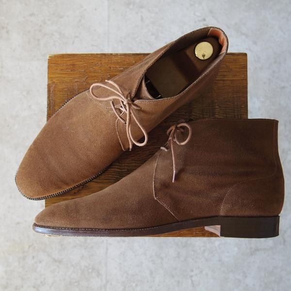 極上★クロケット&ジョーンズ 9.5E【★(英)ジョージクレバリー別注/GEORGE CLEVERLEY】チャッカブーツ/スエード/茶/Crockett&Jones★i018