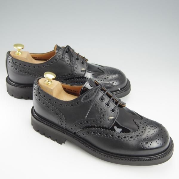 極美品★(英)SANDERS/サンダース SIZE 7【貴重★QUILP別注/The Old Curiosity shop】コマンドソール/フルブローグ/コンビ/黒/メンズ★i019