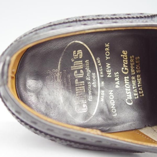 ほぼ試着程度★チャーチ 50F/UK5【旧チャーチ★ブックバインダーカーフ/3都市ロゴ/HICKSTEAD】84ラスト/フルブローグ/黒/Church's★i023