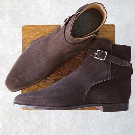 未使用★クロケット&ジョーンズ 8.5E【貴重★(英)ジョージクレバリー別注/Morris】ジョッパーブーツ/スエード/濃茶/Crockett&Jones★i027