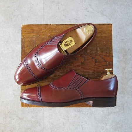 極上★クロケット&ジョーンズ 6E【★(英)ポールセンスコーン別注/Poulsen Skone】サイドエラスティック/カーフ/赤茶/Crockett&Jones★i042