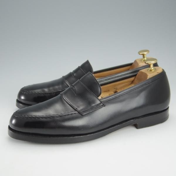 ★クロケット&ジョーンズ UK8程度【貴重★ブルックスブラザーズ別注/Peal&co】314ラスト/コインローファー/黒/Crockett&Jones★i045