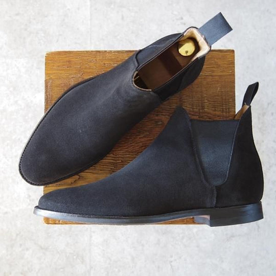 極美品★クロケット&ジョーンズ 8E【定価￥81,400-★CHELSEA 8/CITYソール】サイドゴアブーツ/スエード/黒/メンズ/Crockett&Jones★i049