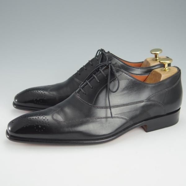 極美品★(伊)サントーニ SIZE 6.5【★オックスフォードシューズ/10802】カーフ/黒/メンズ/Santoni★i057