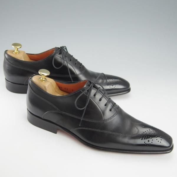 極美品★(伊)サントーニ SIZE 6.5【★オックスフォードシューズ/10802】カーフ/黒/メンズ/Santoni★i057