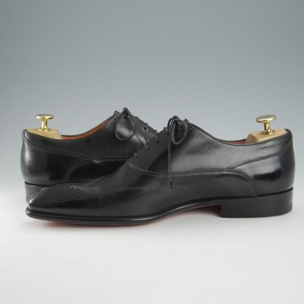 極美品★(伊)サントーニ SIZE 6.5【★オックスフォードシューズ/10802】カーフ/黒/メンズ/Santoni★i057
