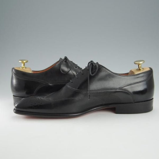 極美品★(伊)サントーニ SIZE 6.5【★オックスフォードシューズ/10802】カーフ/黒/メンズ/Santoni★i057