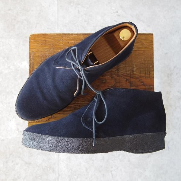 極上★(英)SANDERS/サンダース SIZE 8【定価￥47,300-★チャッカブーツ/マッドガード】スエード/紺/メンズ★i063