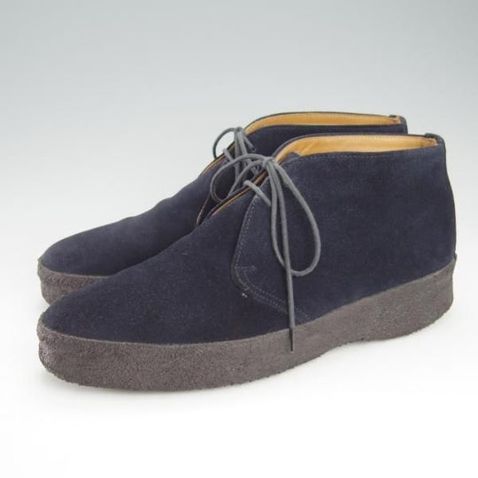 極上★(英)SANDERS/サンダース SIZE 8【定価￥47,300-★チャッカブーツ/マッドガード】スエード/紺/メンズ★i063