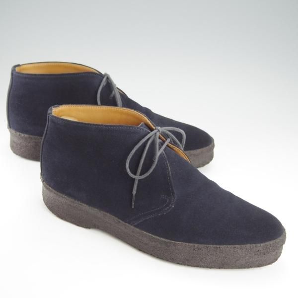 極上★(英)SANDERS/サンダース SIZE 8【定価￥47,300-★チャッカブーツ/マッドガード】スエード/紺/メンズ★i063