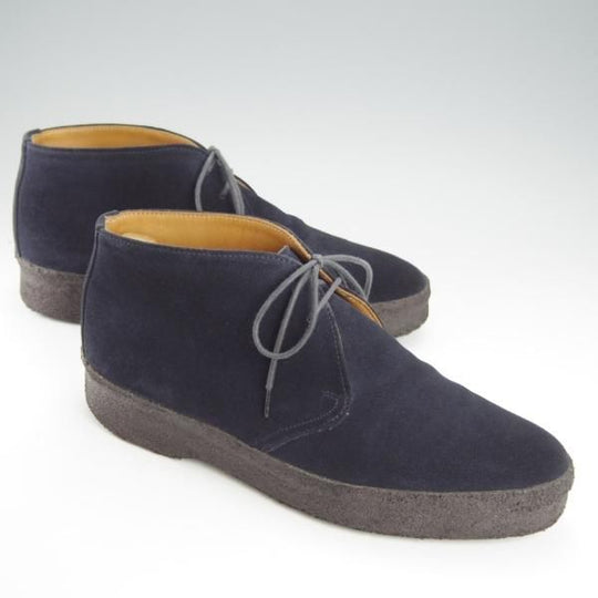 極上★(英)SANDERS/サンダース SIZE 8【定価￥47,300-★チャッカブーツ/マッドガード】スエード/紺/メンズ★i063