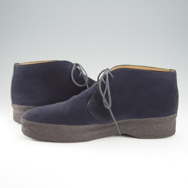 極上★(英)SANDERS/サンダース SIZE 8【定価￥47,300-★チャッカブーツ/マッドガード】スエード/紺/メンズ★i063
