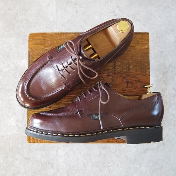 極美品★パラブーツ SIZE 7.5【定価￥71,500-★シャンボード/CHAMBORD】リスレザー/カフェ/CAFE/Uチップ/TEXソール/濃茶/Paraboot★i065