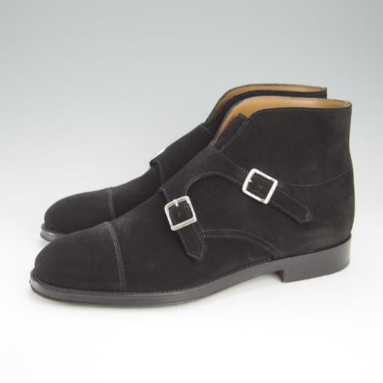 美品★(伊)Doucal's/デュカルス SIZE 39【定価￥63,800-★ブラックラピド製法/ダブルモンク/ブーツ】2479/スエード/黒/メンズ★i066